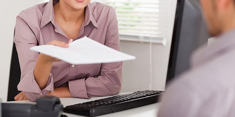 Businesswoman presenting a contract