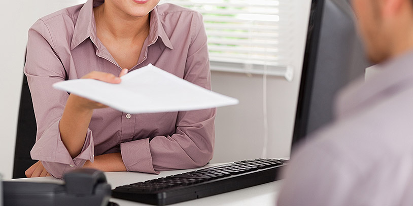 Businesswoman presenting a contract